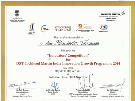 Innovation Award Certificate